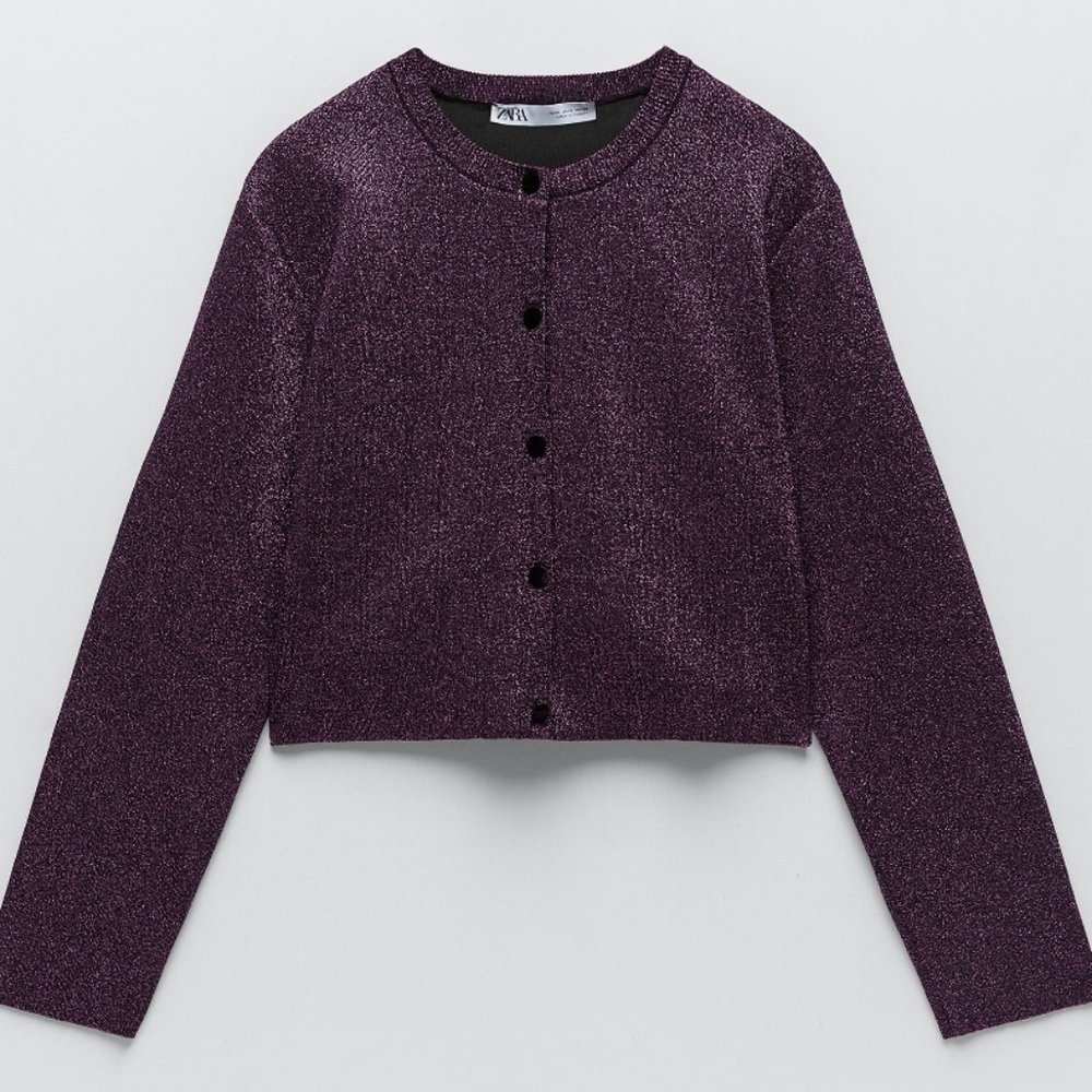 Zara Purple Shimmery Knit Cardigan NWT